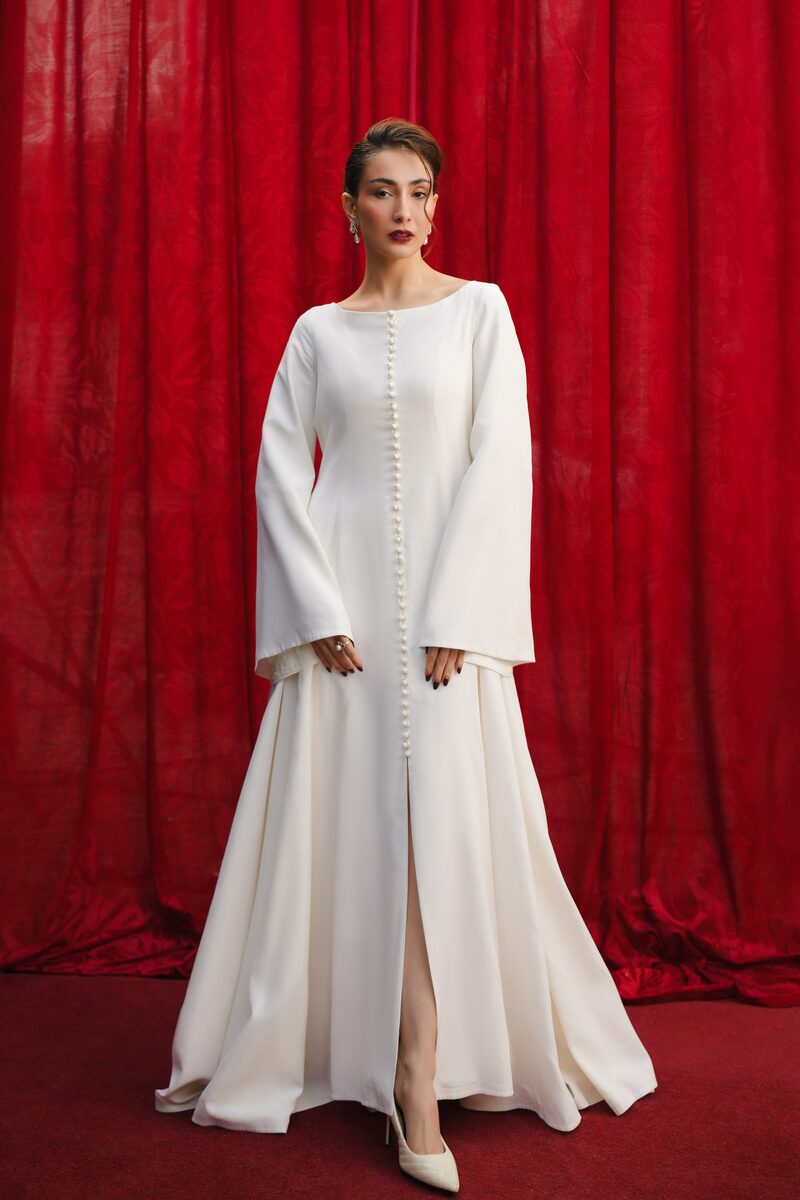 Noura, white gown