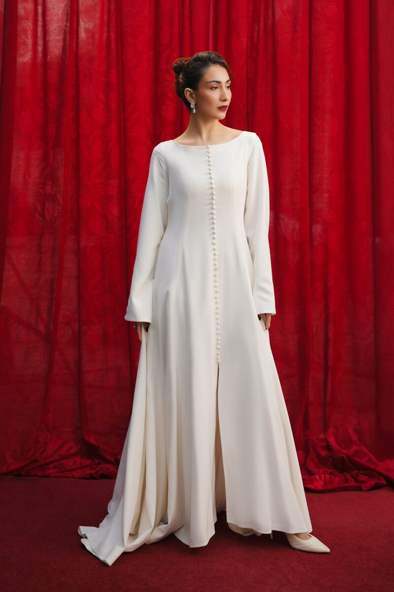 Noura, white gown