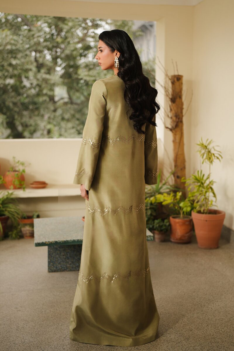 Sage, sage green front-open gown