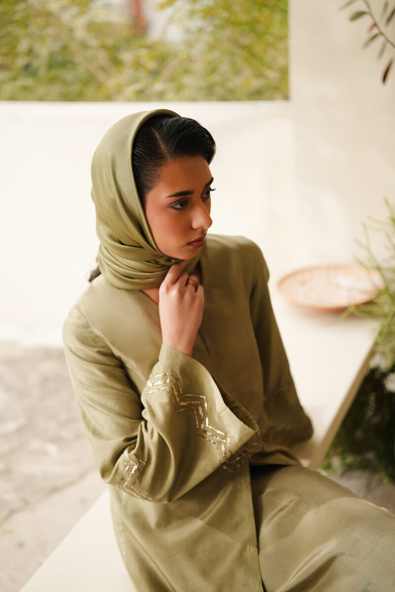 Sage, sage green front-open gown